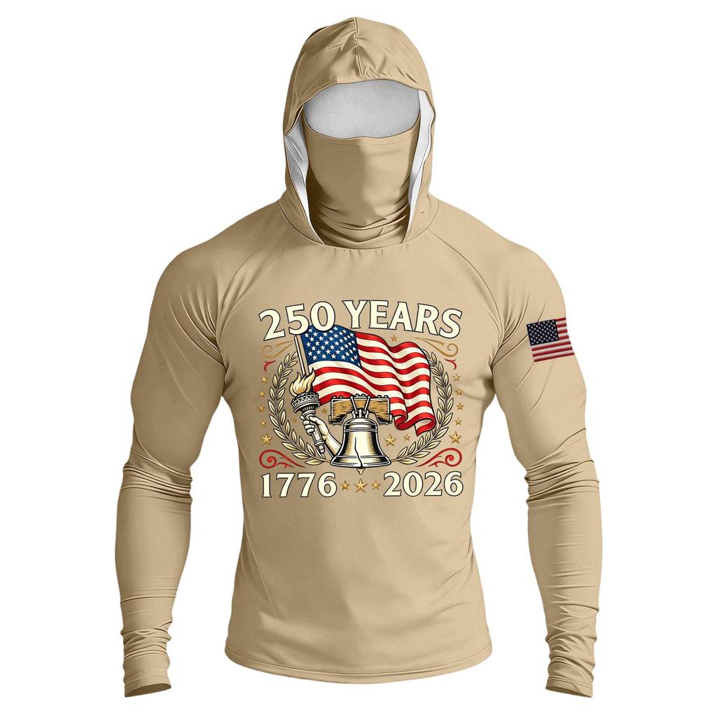 Men's Casual Raglan Sleeve Hooded Long Sleeve Sun Protection Shirt Lightweight Breathable Outdoor Sports Top with Face Cover and Thumb Holes