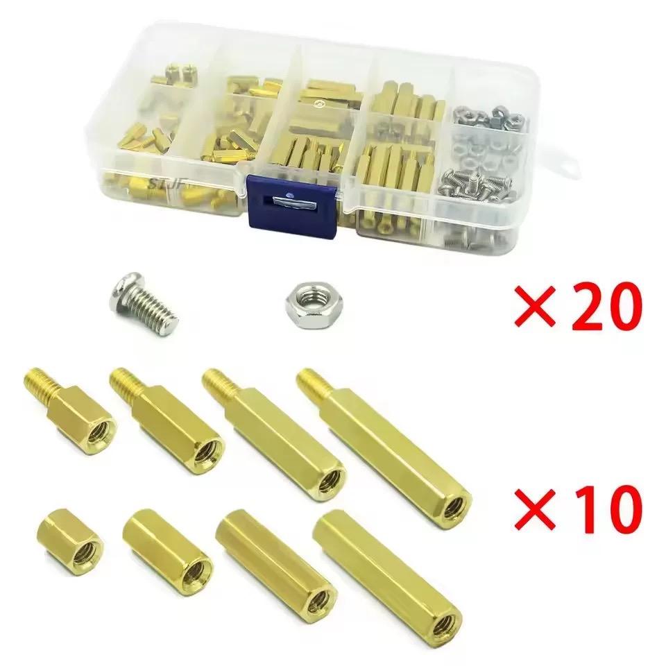 120pcs M3 Male-Female Brass Standoff Support Spacer Pillar Hex Column M3 Screw Nut For PCB Board Kit