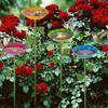 4Pcs Metal Flower Bird Baths, Garden Stake Bee Water Feeder, Outdoor Pollinators Cup, Bee Drinking Station Feeder Tray for Hummingbirds Butterflies