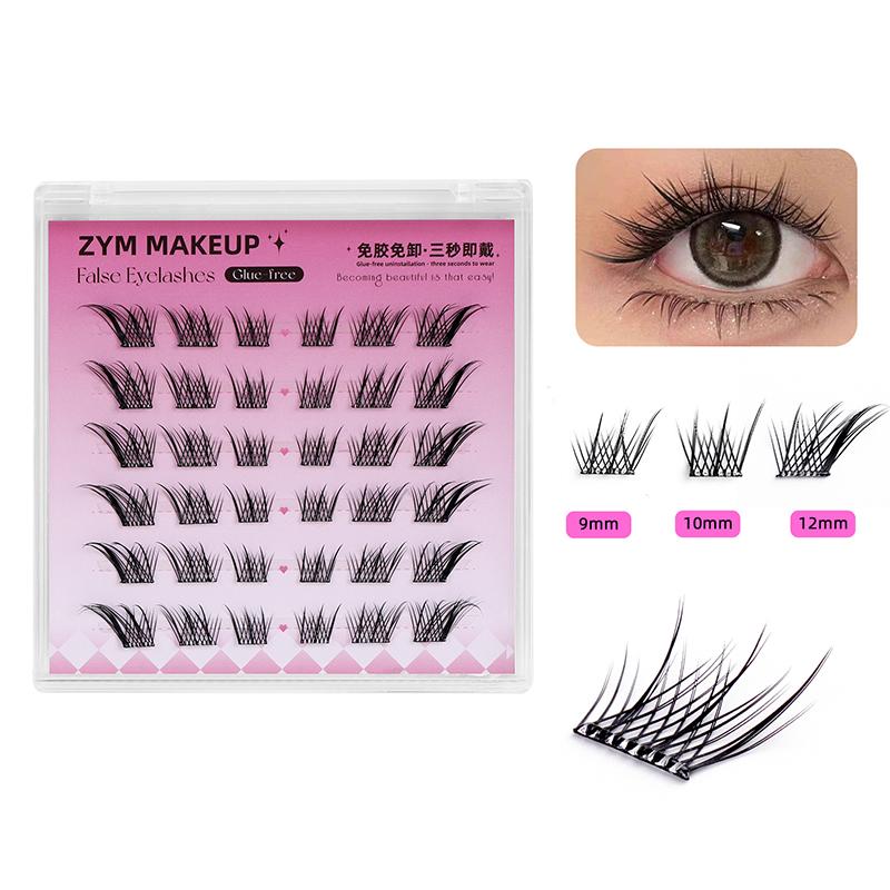 1 Box Self Adhesive Eyelash,Pre Glued Eyelash,Cluster Eyelash,No Need Glue,Easy To Put On, Diy Eyelash Extension