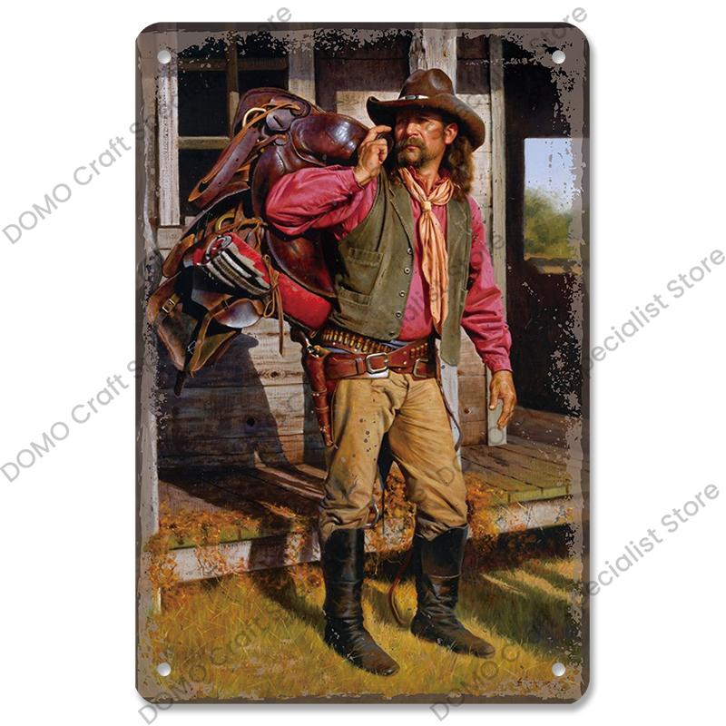 Western Cowboys Vintage Poster Metal Tin Signs Lone Ranger Horse Retro Metal Plate Wall Decor for Jockey Club Pub Man Cave