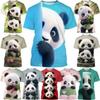 New Cute Panda 3D Printed T-shirt, Cartoon Animal Pattern, Men's Fashion Round-neck Short-sleeve Top