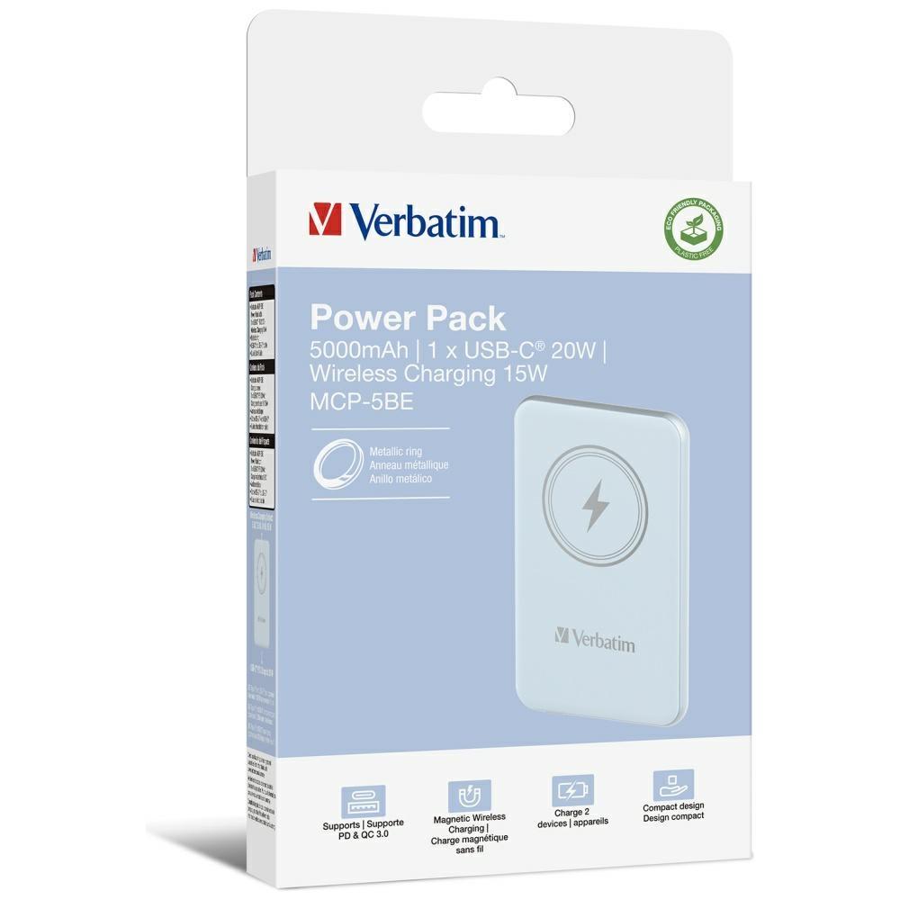 Verbatim Powerbank Inductive `N` Go 15W5000Mah Wireless Magnetic Blue 32242