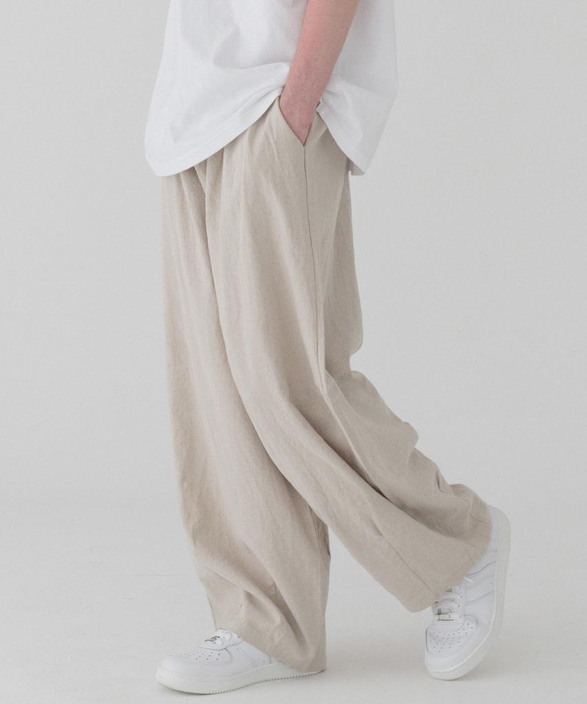 PIANER Comfortable Linen Balloon Pants (Beige)