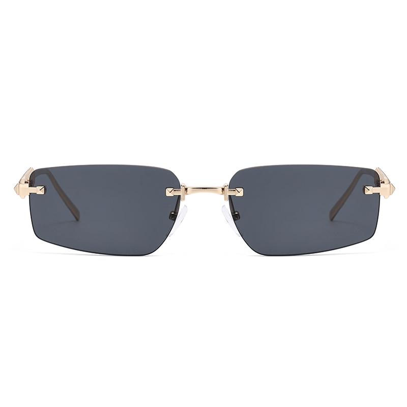 Rimless Small Rectangle Sunglasses Women Punk Style Color Lens Sun Glasses Vintage Irregular Legs Eyewear Ladies Uv400