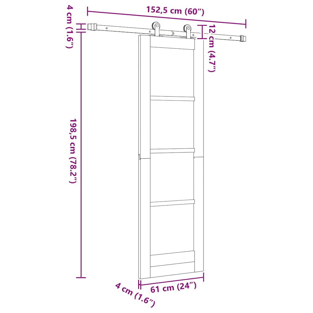 ORKDAL Sliding Door White 61 X 198.5 Cm Solid Pine Wood and Glass