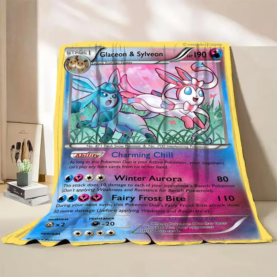 Pokémon Kaart Karakter Cartoon Flanellen Plaid Deken voor Slaapkamer Bed Bank Lunchpauze Picknick Reisdekens Kinderen Zachte Cadeaus
