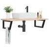 VidaXL Wall-mounted Vanity Shelf Steel and Solid Oak Wood, Floating Vanity Shelf, Vanity Shelf for Countertop 3302387