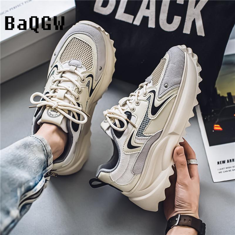 Klobiger Sneaker Herren Designer Reifensohle Laufschuhe Mode Lässig Mesh Atmungsaktives Gewebe Erhöhte Interne Plateauschuhe
