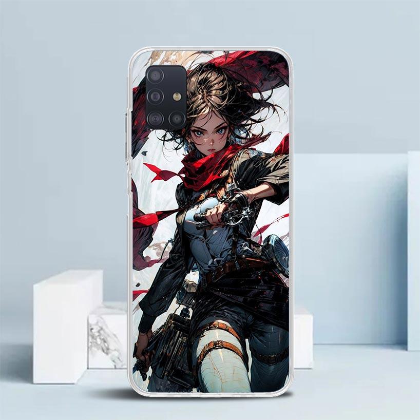 A-Attack on T-Titan Annie Mikasa Soft Cover for Samsung Galaxy A12 A22 A32 A52 A72 A02S Phone Case Note 20 Ultra 10 S10 Plus A51