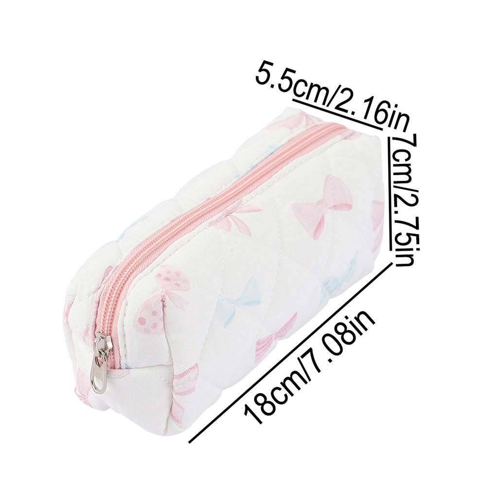Exquisite flowers and bow pattern creative pencil case, rectangular stationery storage bag, stylish portable school supplies