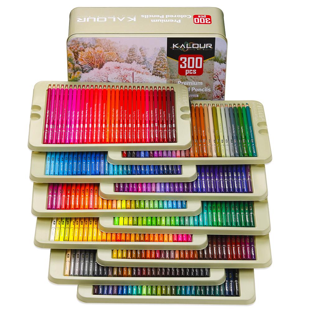 Manufacturer's 300-Color Oil-Based Art Drawing Pencil Set - Round Barrel