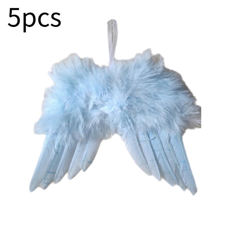 5pcs Angel Wings Christmas Feather Baubles Tree Hanging Ornament Diy Decor Craft