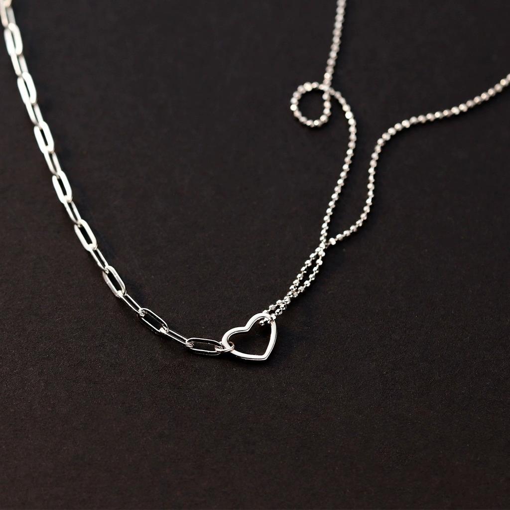 Fashion Jewelry 925 Sterling Silver Plain Heart Pendant Necklace for Women Luxury 925 Silver Clavicle Chain Necklace
