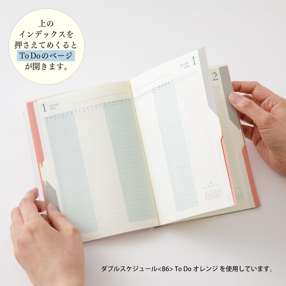 Midori Double Schedule Planner, 2026, B6, Monthly To Do, Blue, 22388006 (Starts October 2025)