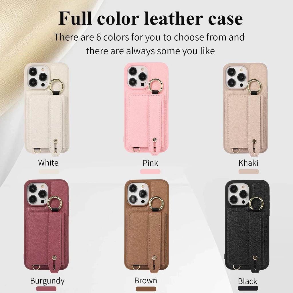 Wristband Wallet Cards Solt Crossbody Leather Case For iPhone 15 16 Pro Max 14 Plus 13 12 11 Ring Holder Lanyard Bag Pouch Cover