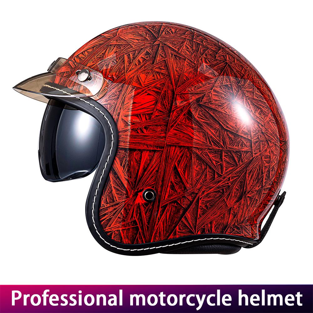 Winter Motorcycle Helmet Three-Quarter with Visor for Pedal Motorcycles Protective Headgear for Bikers