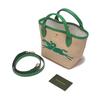 Longchamp Le Pliage Paris 15 Logo Brodé Bloc de Couleur Paille Mélange Lin Cuir Sac Bandoulière Dumpling Mini Sacs Femmes Kaki Vert 10162HYT129