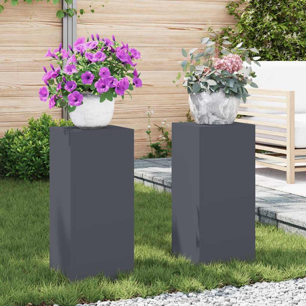 Plant Stand 2 Pcs Anthracite 24 X 24 X 55 Cm Steel