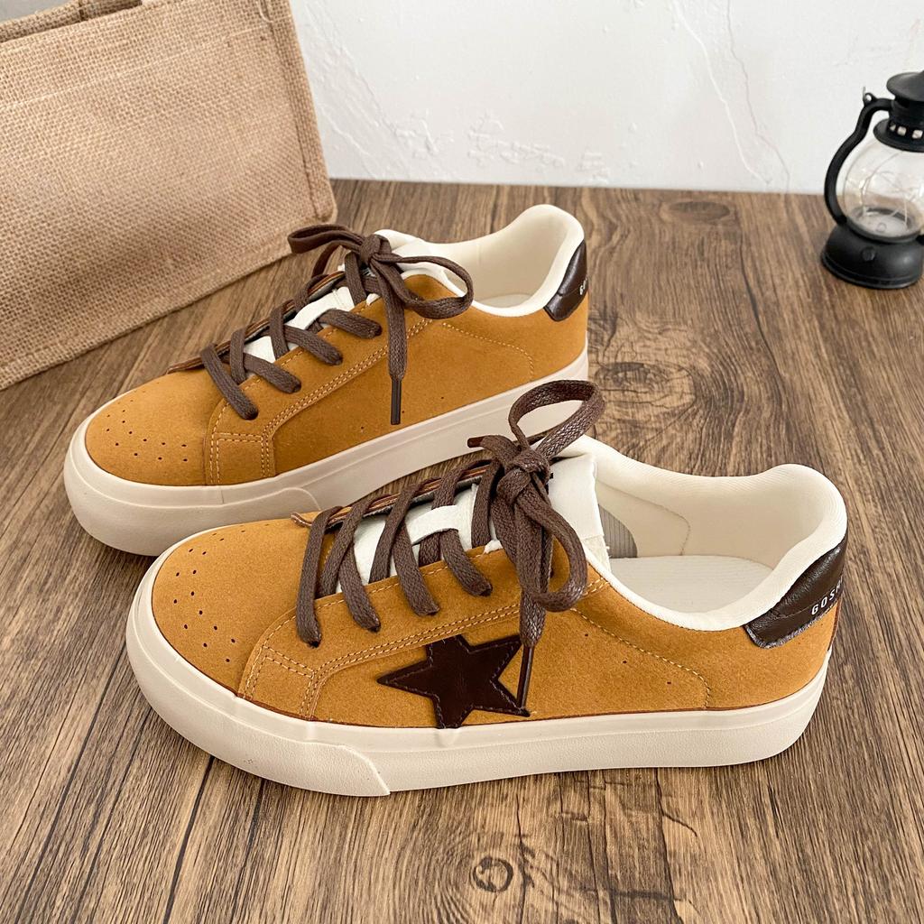 6602 Latex-Einlegesohlen/Sterne Dicke Grundplatte Schuhe Damen Frühjahr 2025 Neu Retro Hongkong-Stil Nische Deutsche Trainingsschuhe