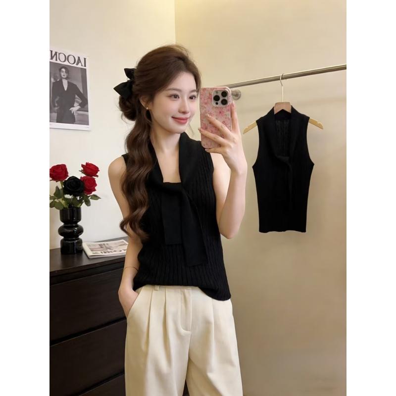 Strap-back Tank Top for Women, New Summer Outerwear Style, Extremely Beautiful, Backless, High-end, Sleeveless, Neck-attached Top