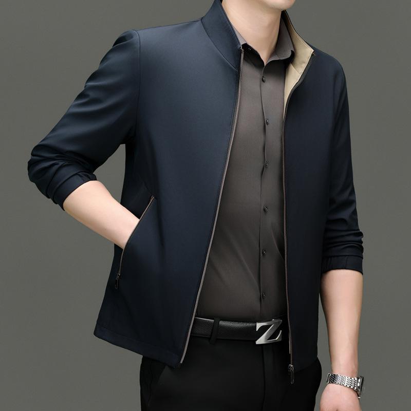 2024 Men's Autumn Casual Stand Collar Jacket - Versatile Business Style for Dad and Young