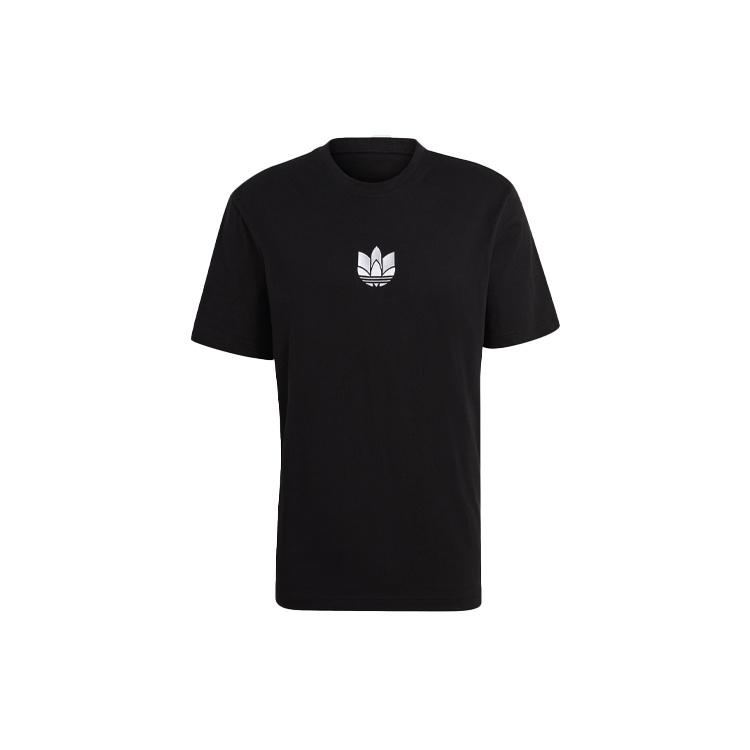 adidas originals Logo Embroidered Solid Color Sports Round Neck Short Sleeve Black Men s GN3548 L