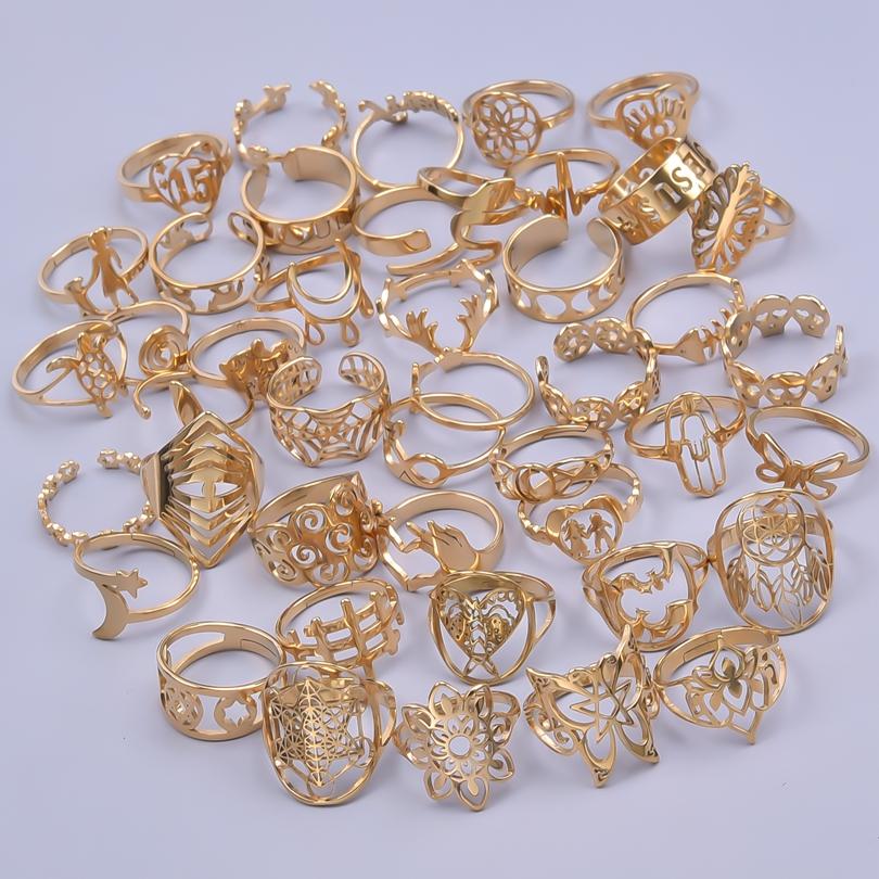 1/5 Stück/Los Mode Ringe Edelstahl Damen Böser Blick Lotusblume Ring Edelstahlringe Für Damen Herren Schmuck Party