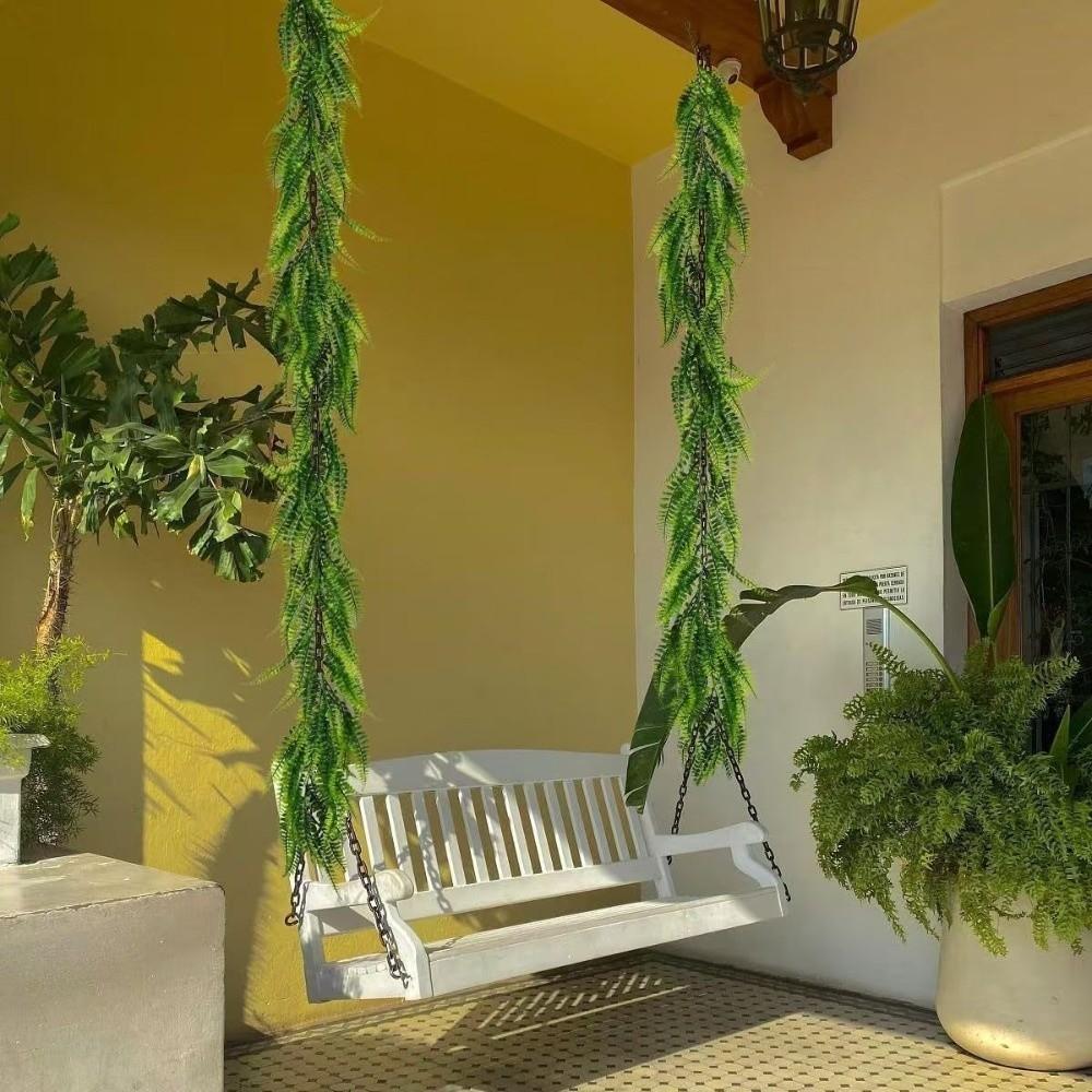 180CM Length Artificial Persian Fern Vines Plastic UV Resistant Faux Boston Fern Garland Realistic Texture Lush Leaves