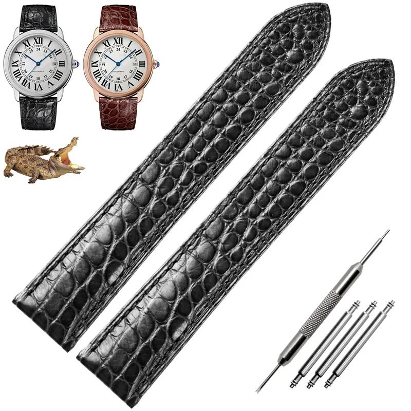 

Классический ремешок из натуральной крокодиловой кожи для часов Cartier Tank London Solo Series, кожаный ремешок для часов для мужчин и женщин, 14–25 мм 22mm
