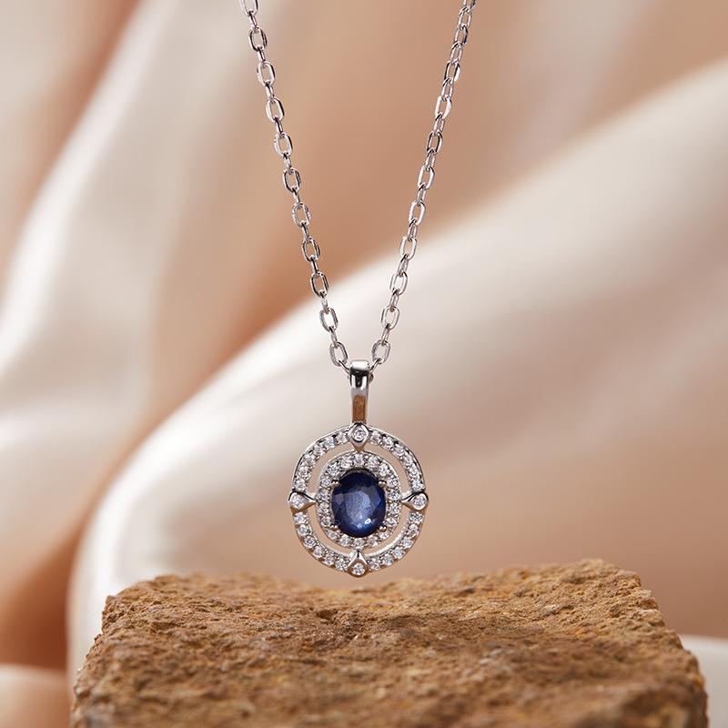 High Sense Light Luxury S925 Sterling Silver Plated 18K Gold Natural Colored Treasure Collarbone Chain Necklace Pendant Niche Jewelry