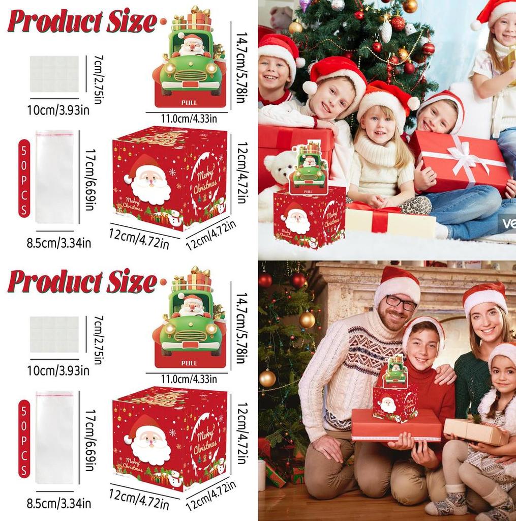 Red Santa Claus Pattern Paper Gift Box For Christmas Parties And Gift Giving