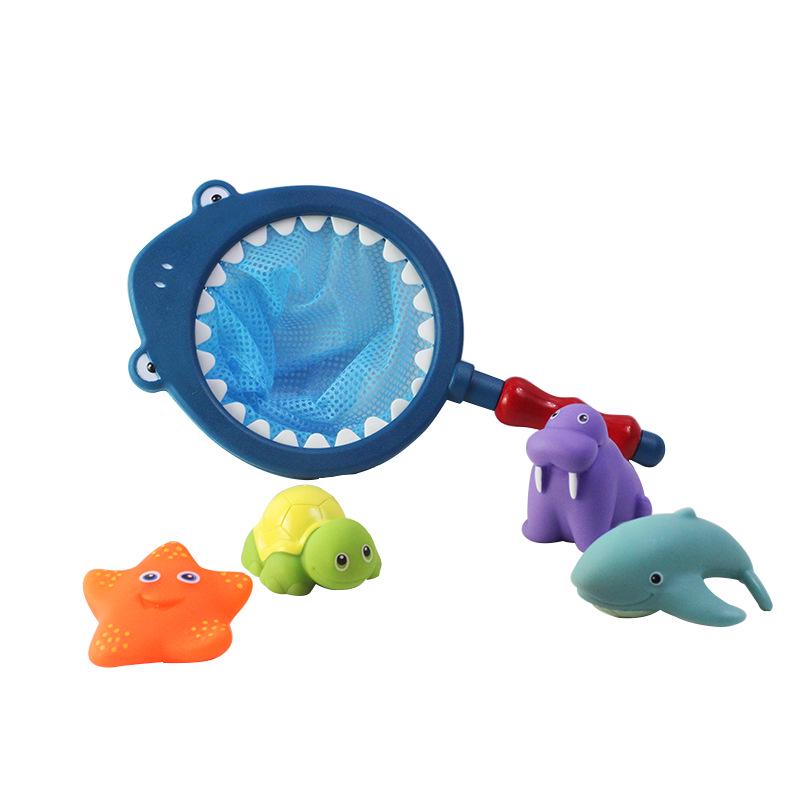 Color-Changing Animal Bath Toy Set: Temperature-Sensitive Water Play with Shark Scoop and Fish Toys