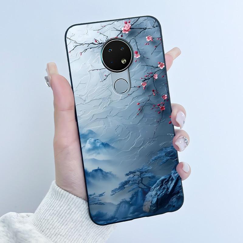 Coque Mignonne Pour Nokia 6.2 / Nokia 7.2 Fundas Capa Coque Imprimée Coque de Protection Silicone Souple Dessin Animé Coque Noire