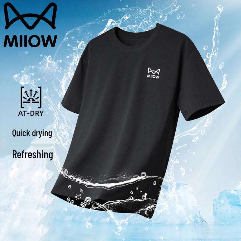 MiiOW Men s Quick-Dry Round Neck Short Sleeve T-Shirt L