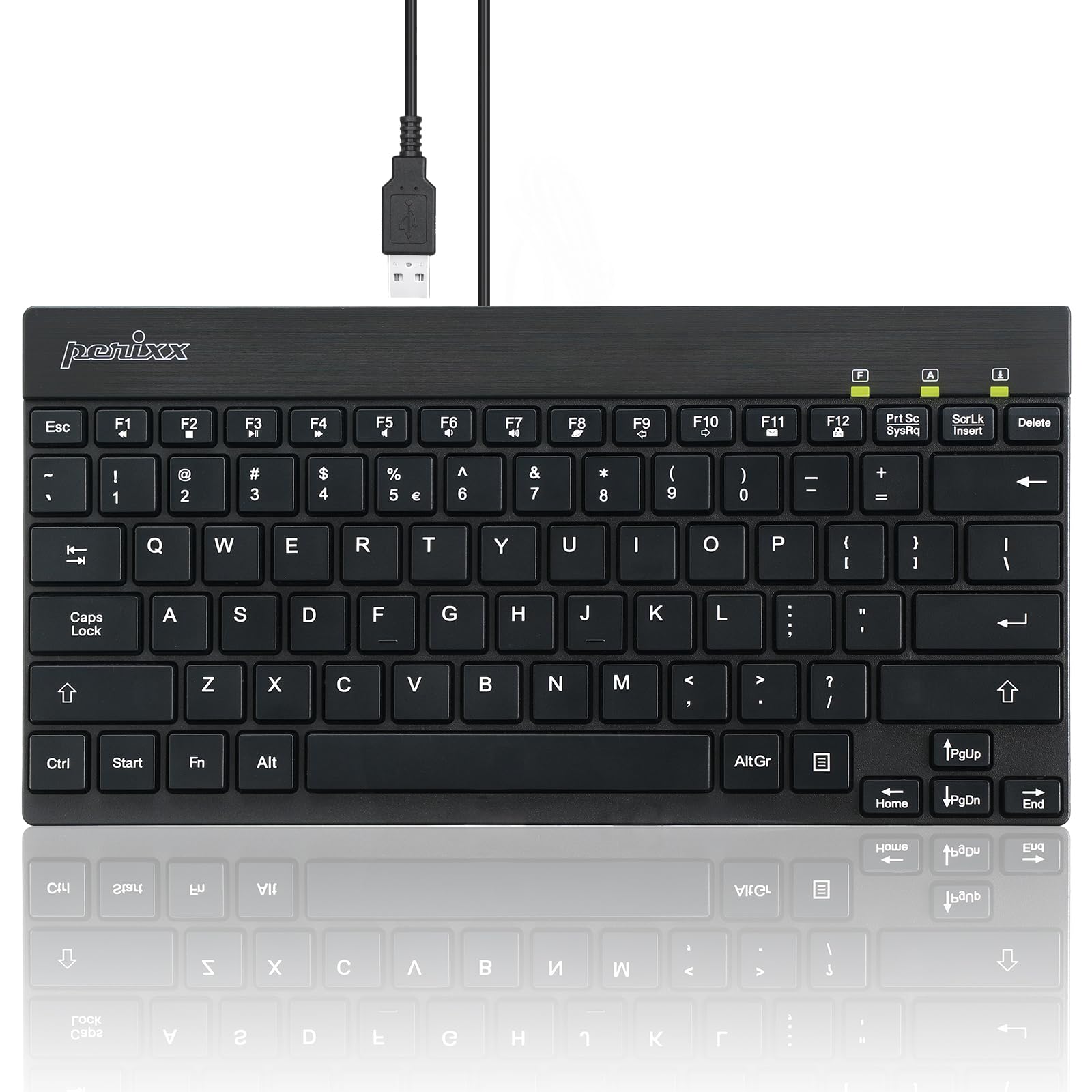 

USB-клавіатура Perixx, дротова, економія місця, низькопрофільна мембрана, компактна, невелика гарантована компоновка, No PERIBOARD-426US [Оригінальний продукт] 27,6X13,8X1,5 см чорний