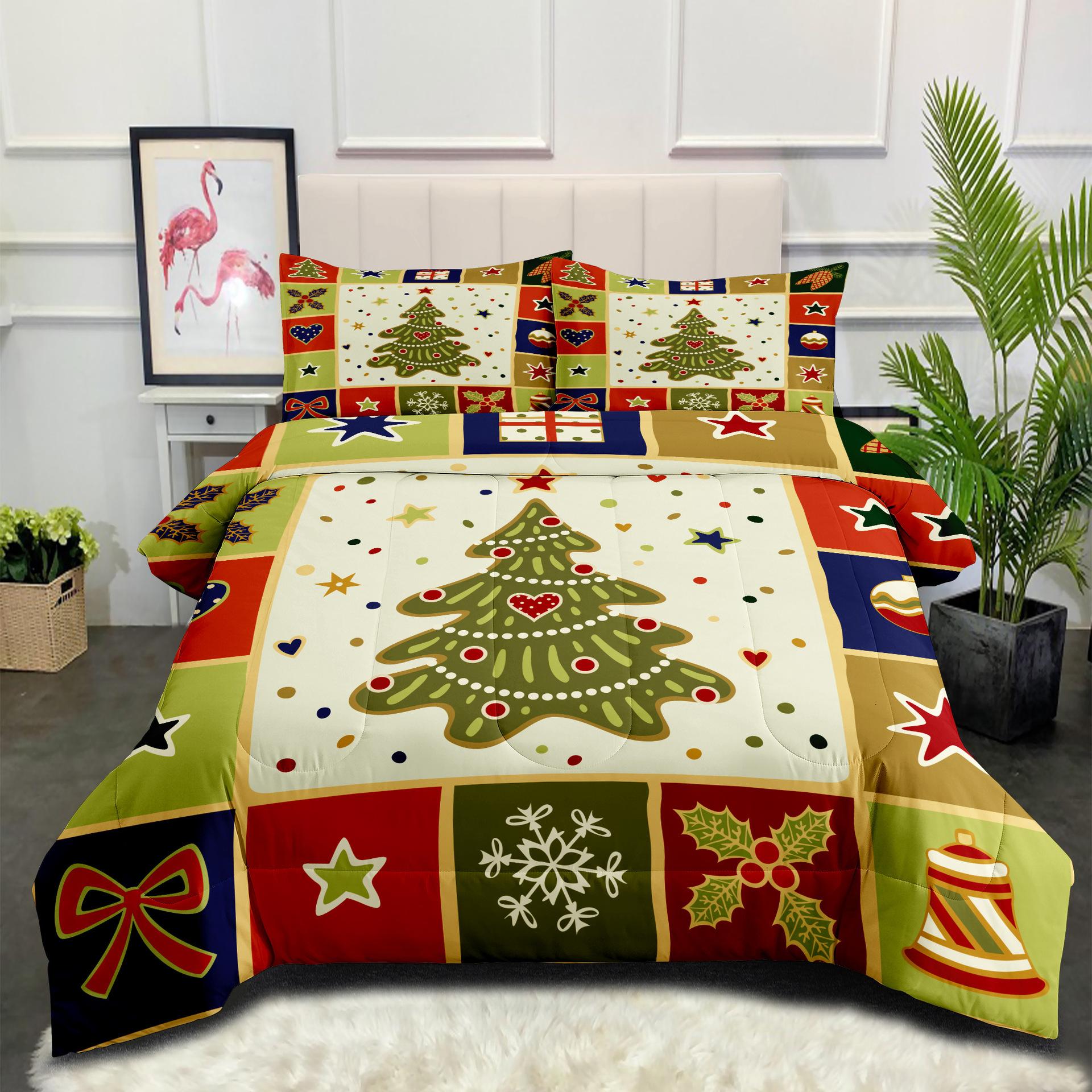 Fat Quilt Three-piece Bedding Set - Christmas Digital Print Holiday Collection Duvet Cover Set 140*200cm