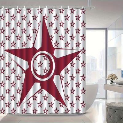 1pc Star-print Shower Curtain, Polyester Fabric, Machine Washable, with Hooks, Suitable for Bathroom Décor.