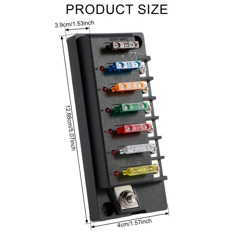 Blocchetto Portafusibili a 4/6 Vie 12V Portafusibili a Lama con Indicatore LED Coperchio Impermeabile Sicuro Compatto Scatola Fusibili per Auto Barca