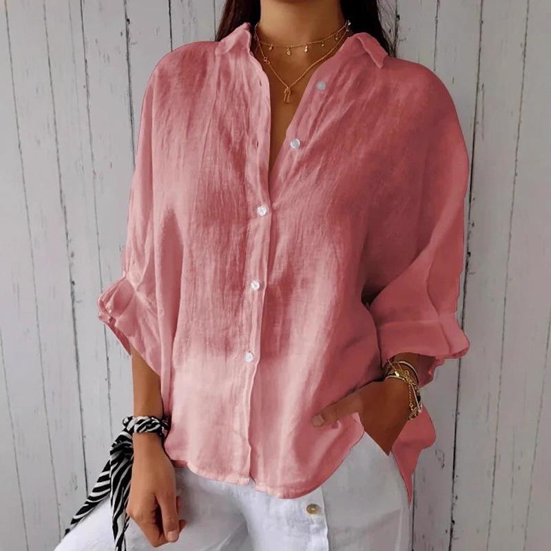 2025 EU Spring Cotton Linen Lace-Up Long Sleeve Shirt