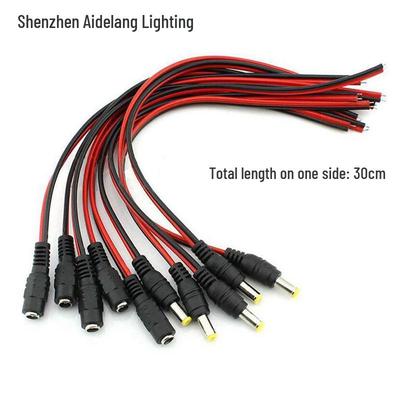5.5x2.1mm Male-Female DC Power Connector for LED Strip Wiring, 30cm Non-Waterproof Cable