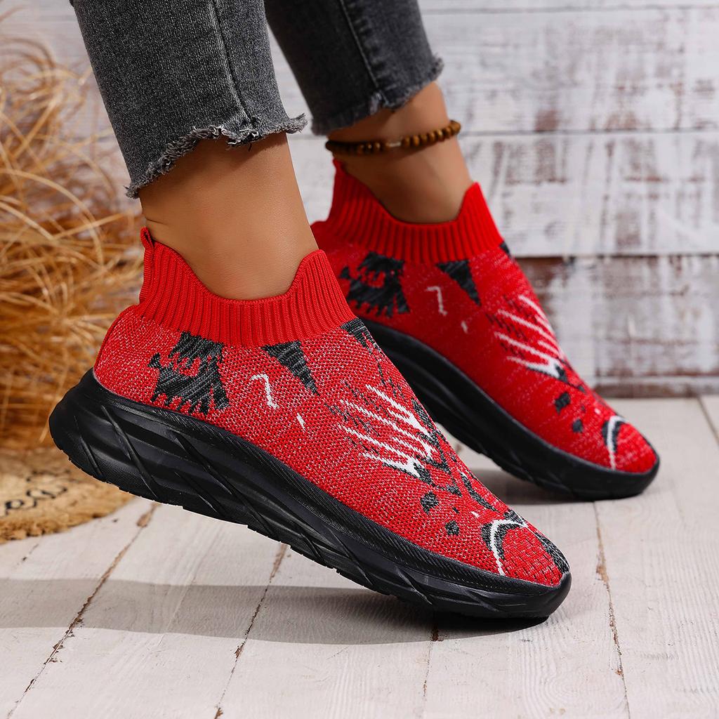 Fashion 2025 New Women Sneakers Casual Knitted Mesh Shoes for Women Breathable Casual Shoes Fashion Comfortable Slip-On Sneakers Women
