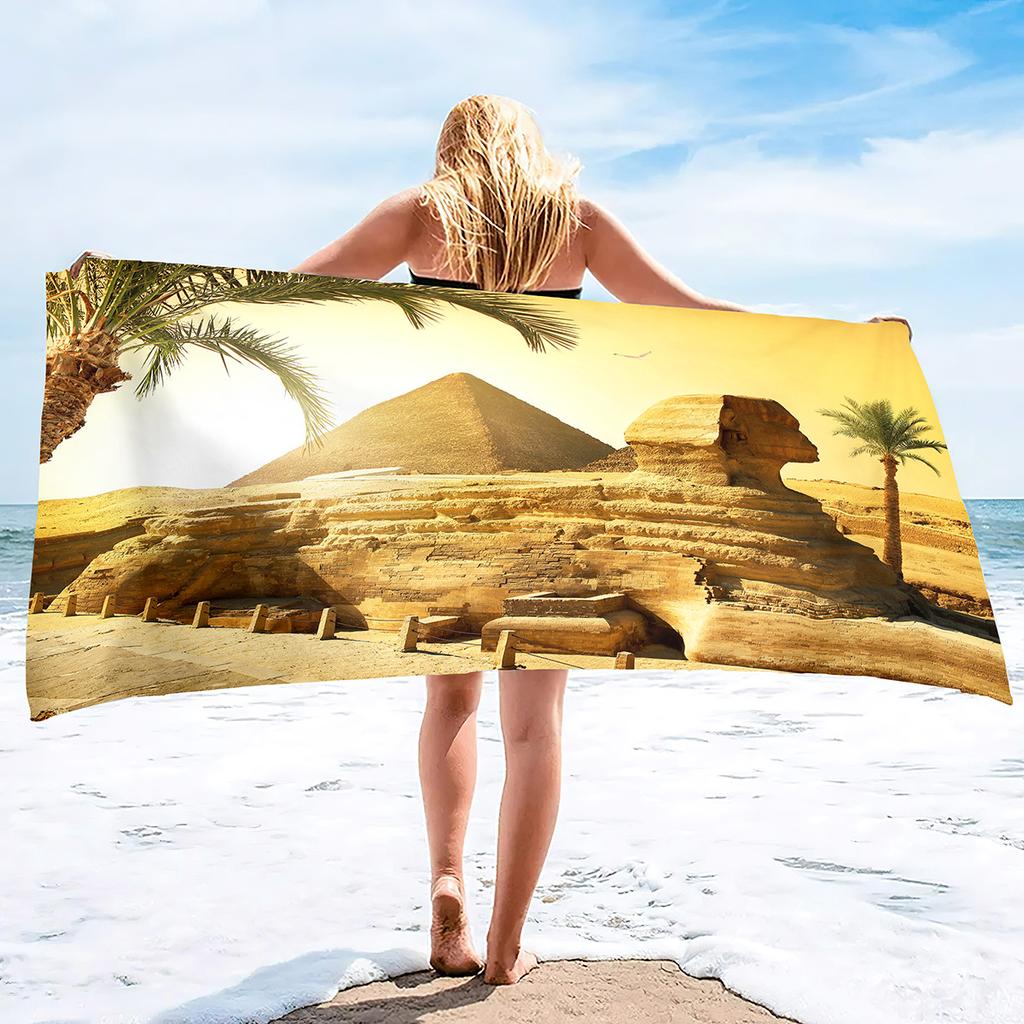 Pyramid Series Seaside Vacation Beach Towel Swimming Bath Towel Microfiber Sports Towel