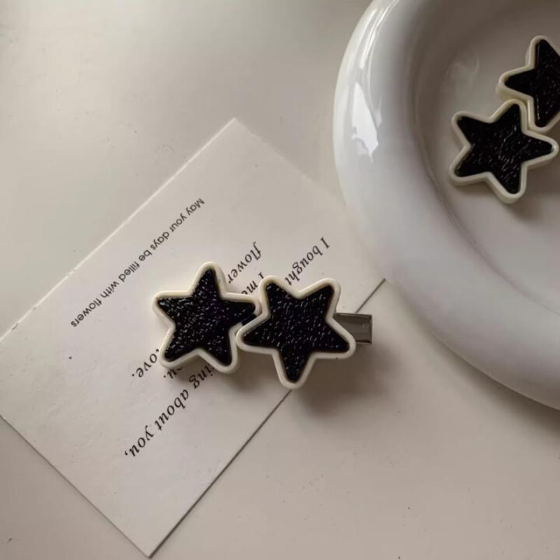 Star Hairpin - Cute Black Hair Accessory for Girls - Side Hairpin - Sweet and Cool Hair Clip - Headwear Cool Star Hairpin
