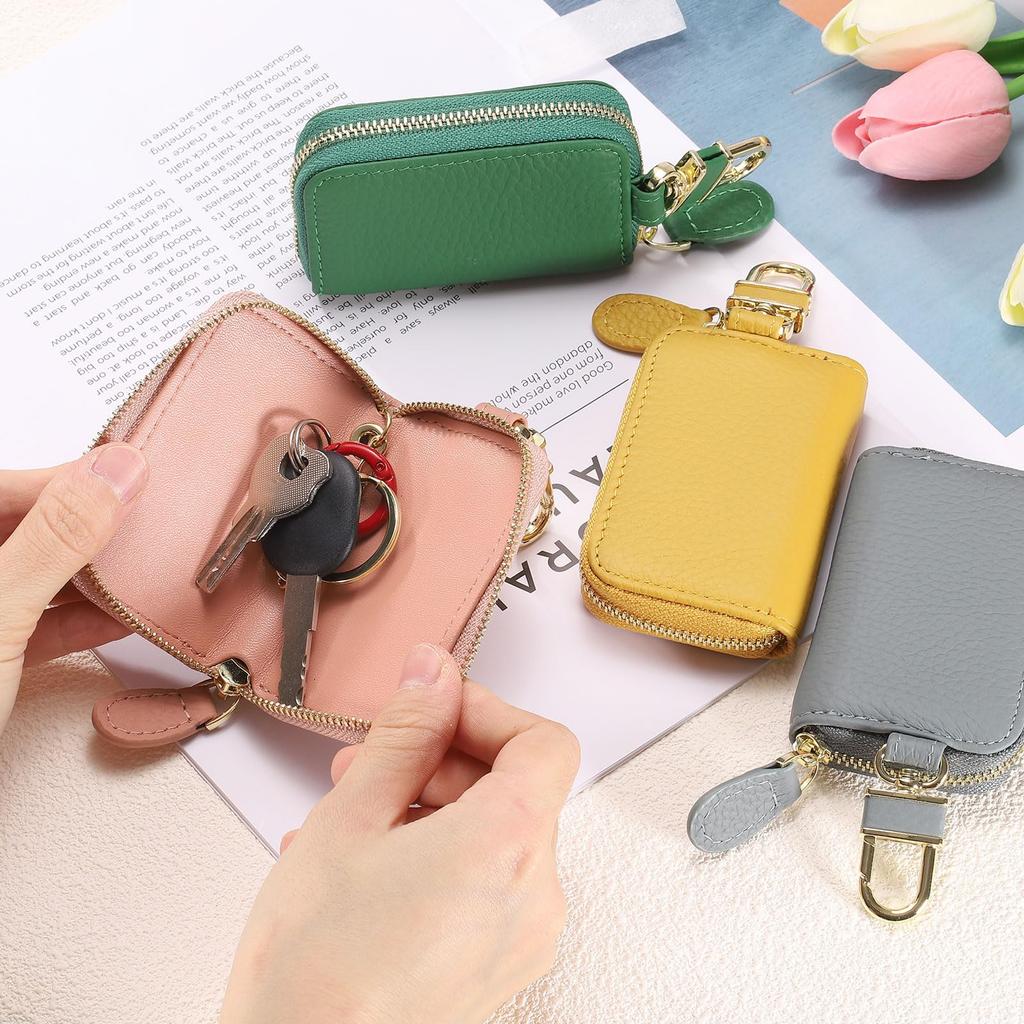 Genuine Leather Car Key Universal Car Key Zipper Key Case Black [uxcell] Case, Holder, Bag, Men's & Women's,