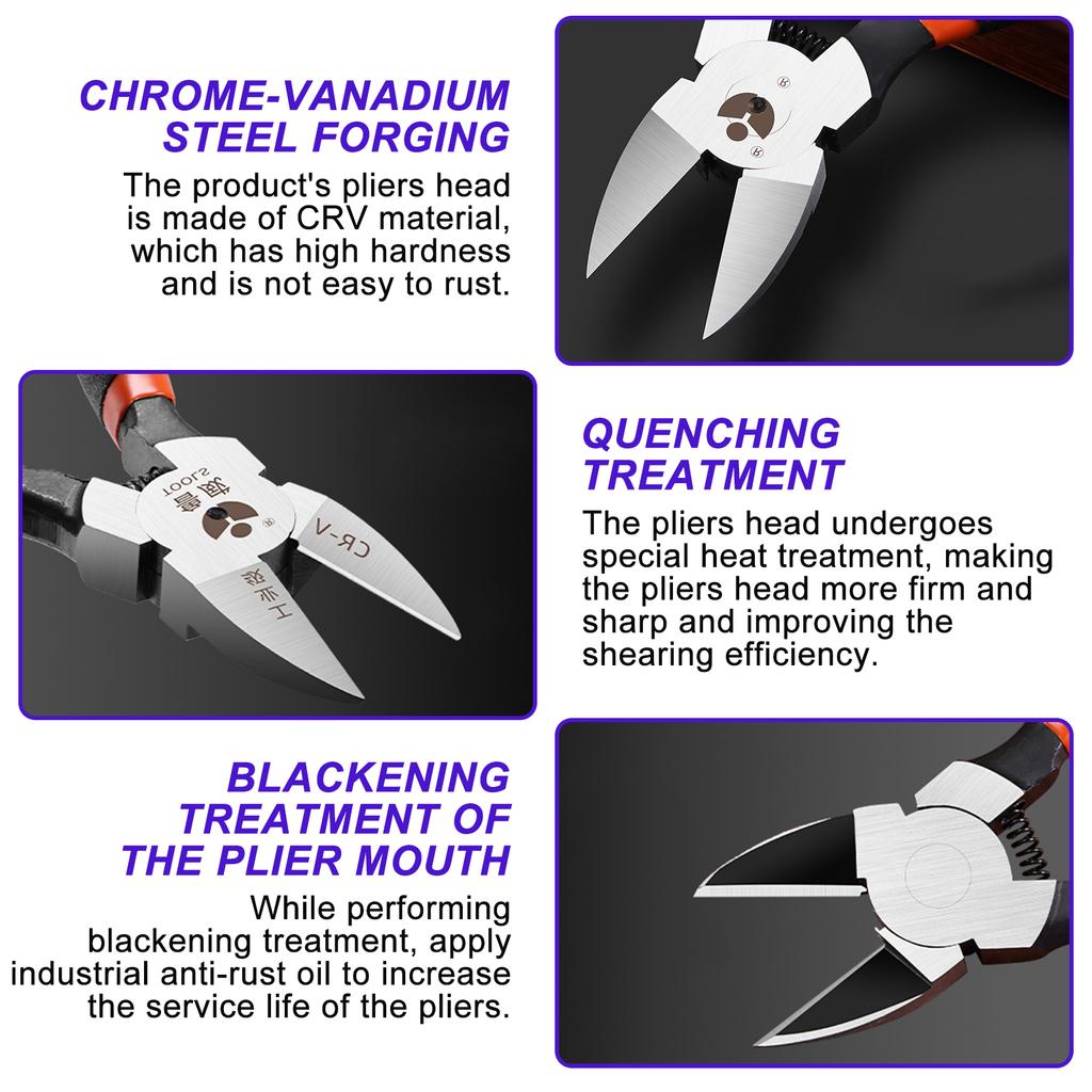 Industrial Nozzle Pliers Steel Double Edged Nozzle Pliers Hand Tools Diagonal Electrical Cutting with Ergonomic Handle