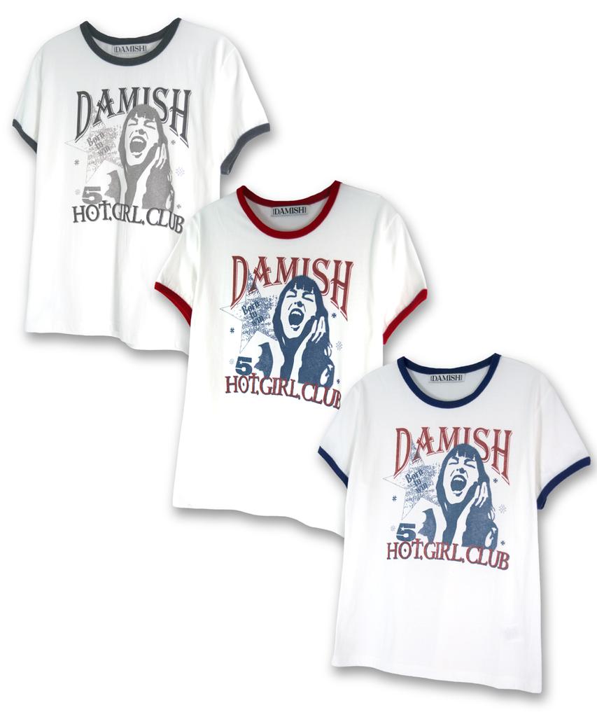Damiswi Hot Girl Club Ringer T-Shirt_Red