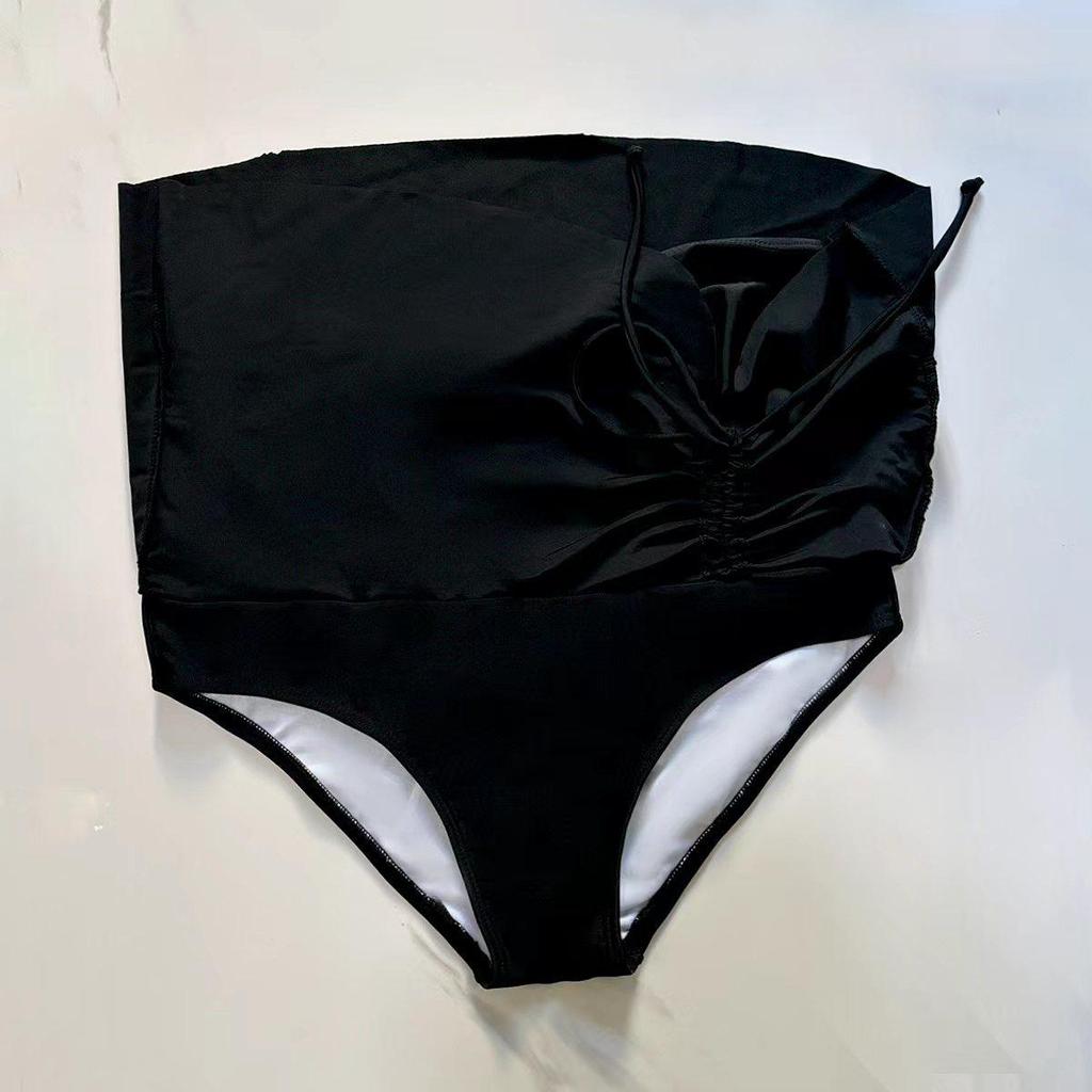 Solid Color Lace-up Skirted Bikini - Sexy European & American Style 2022.