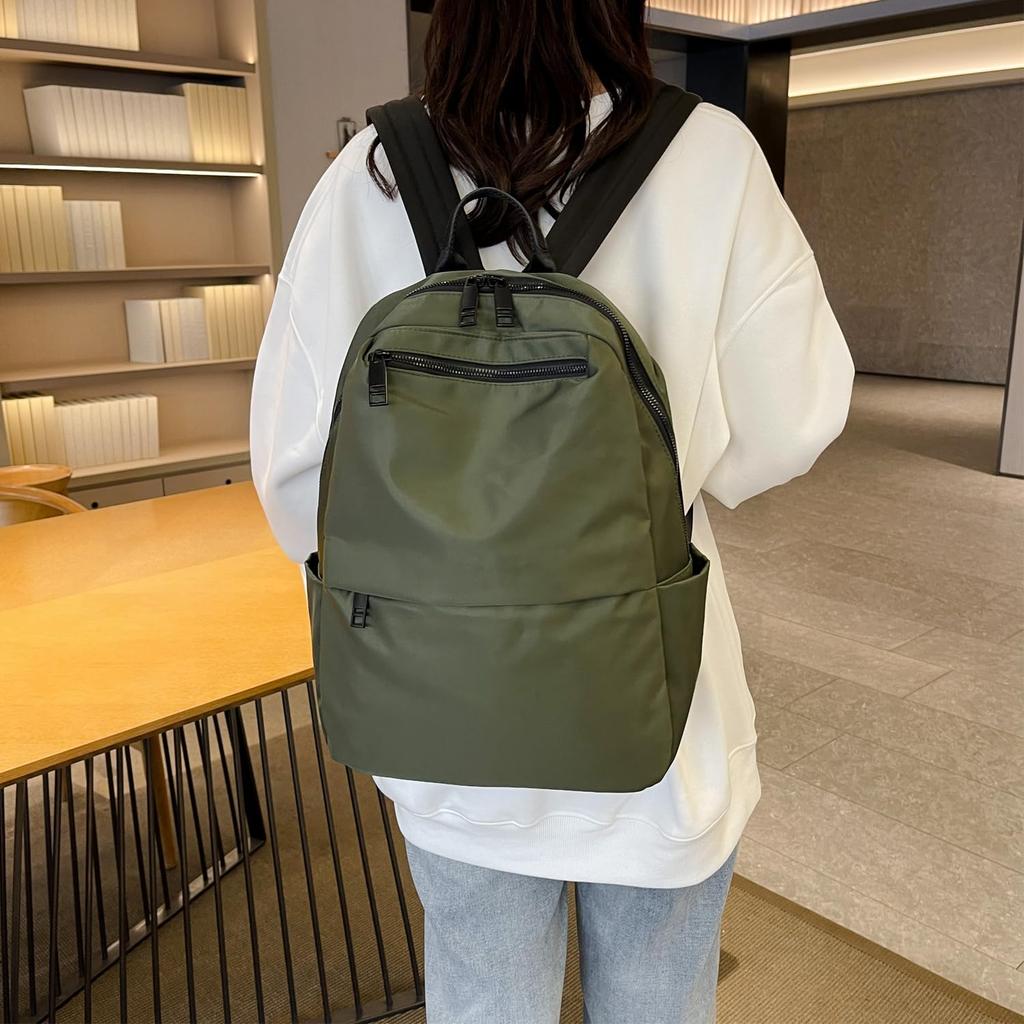 Manukori Dam A4 Ryggsäck med Stor Kapacitet, Lätt och Populär Nylonryggsäck för Flickor, Perfekt för Pendling, Skola och Resor (Grön)