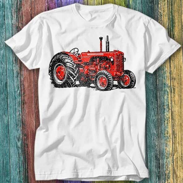 Tractor Distressed Red Farm T Shirt Top Tee 526